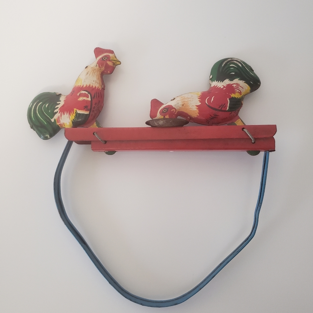 Vintage Metal Tin Rooster Toy